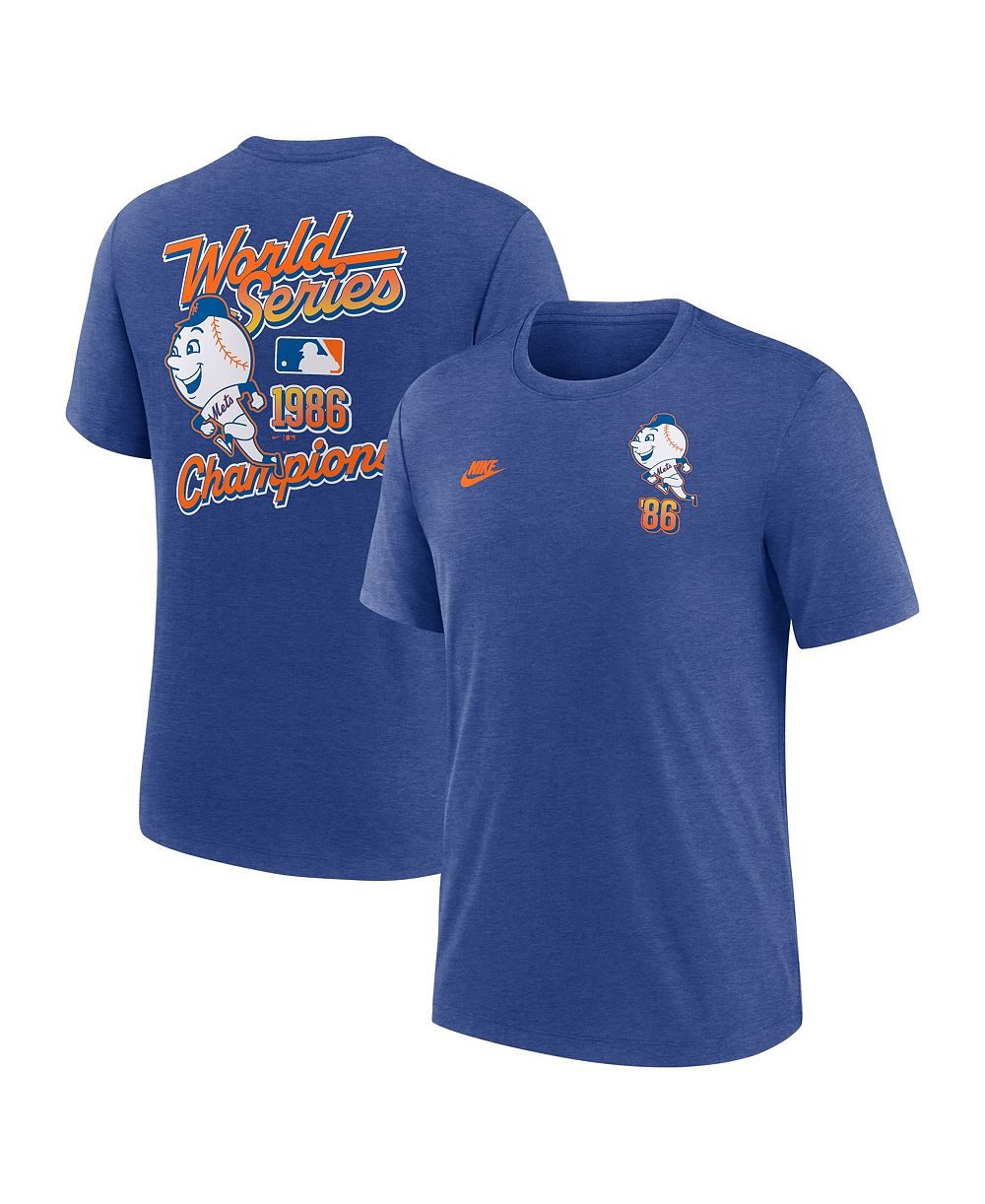 Мужская футболка Nike Heather Royal New York Mets World Series 40th Anniversary Tri-Blend