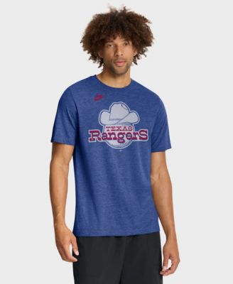 Мужская футболка Nike Tri-Blend с логотипом Cooperstown Texas Rangers Heather Royal