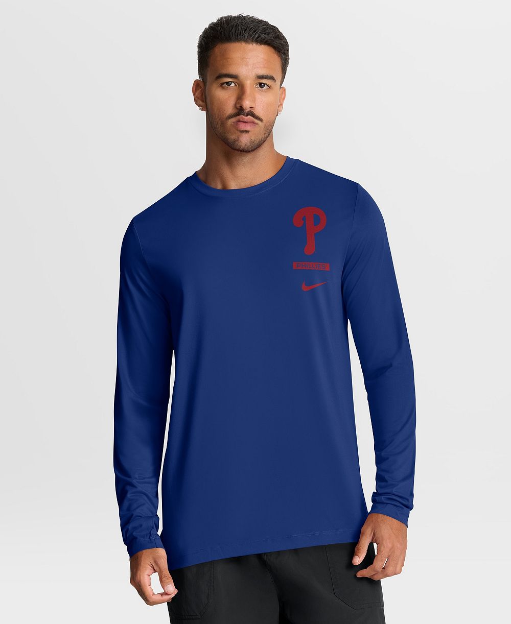 Nike Men's Royal Philadelphia Phillies 2-Hit Legend Dri-FIT Long Sleeve T-Shirt