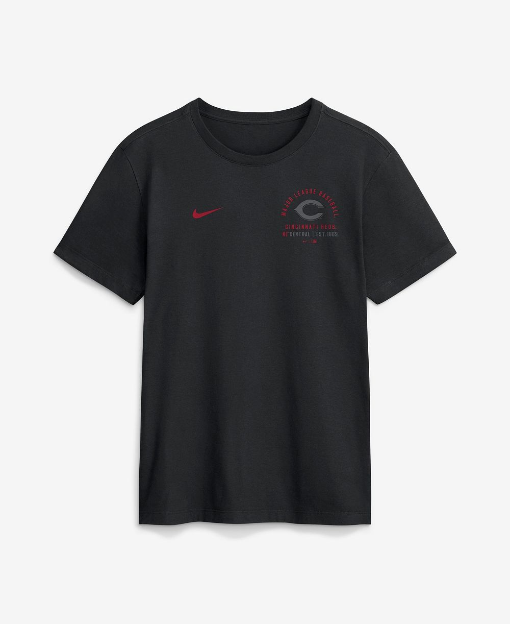 Nike Мужская черная футболка Cincinnati Reds Split Logo