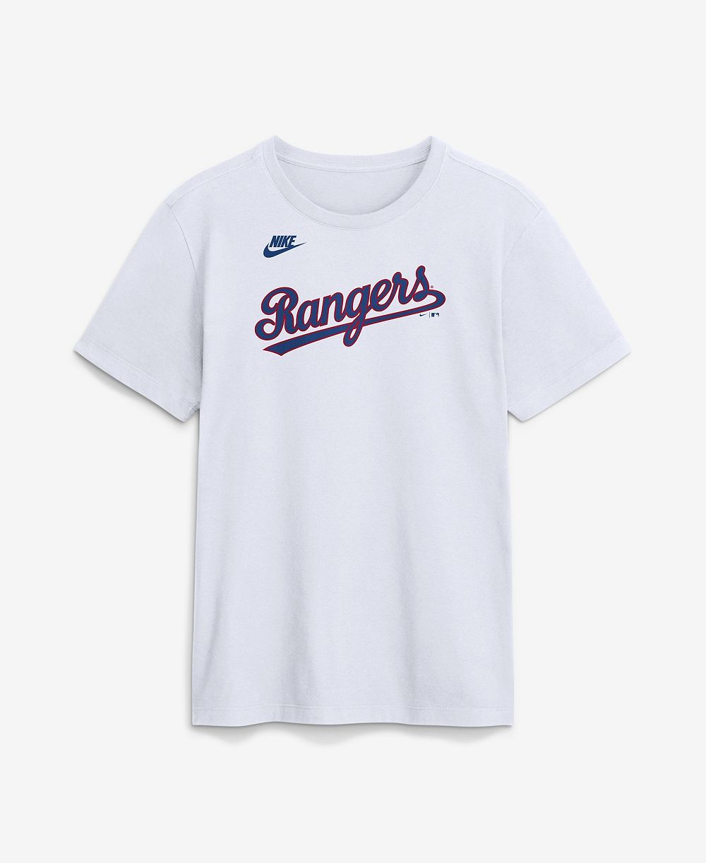Nike Men's White Texas Rangers Cooperstown Collection Wordmark T-Shirt