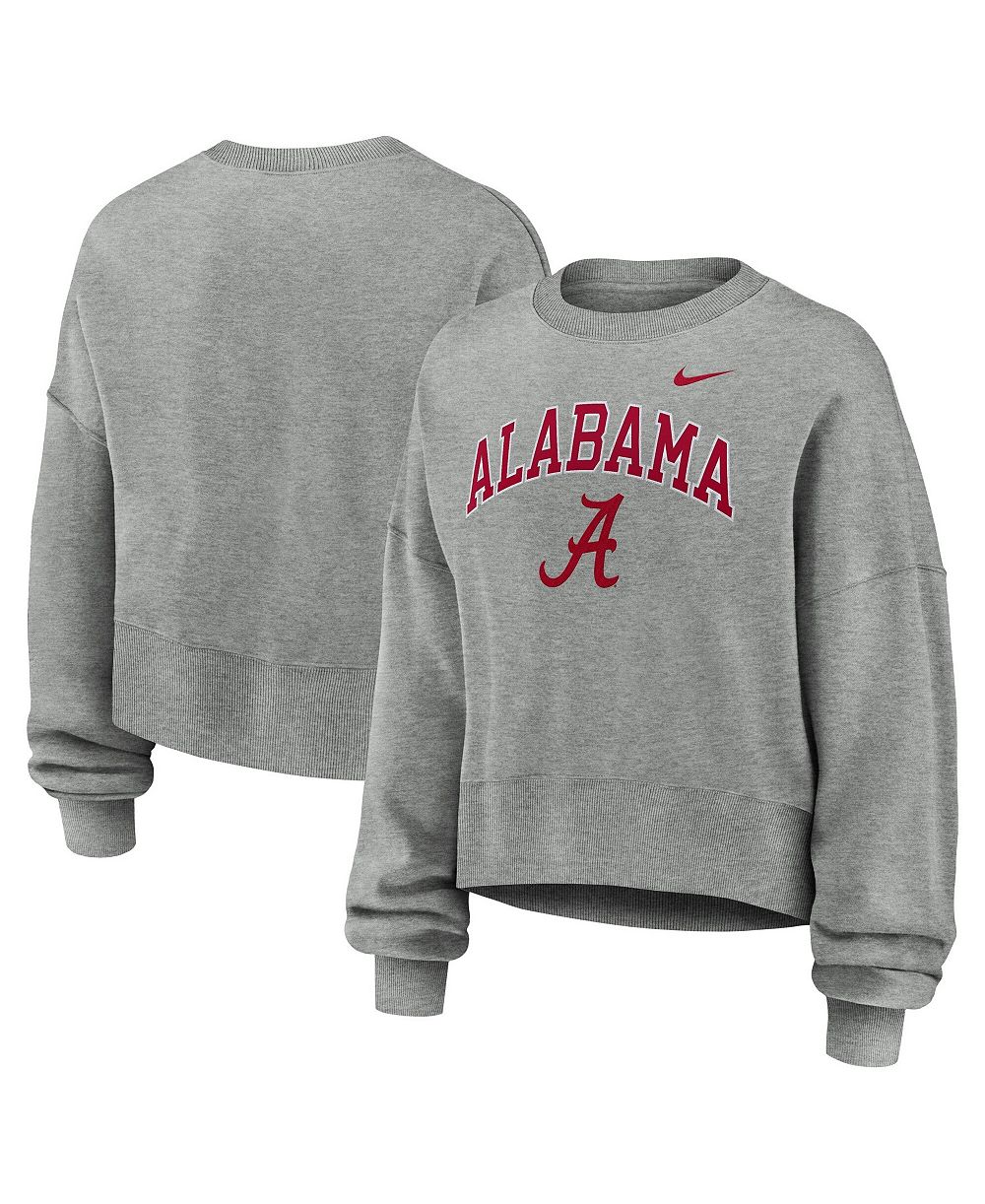 Nike Women's Heather Gray Alabama Crimson Tide Oversized Phoenix Arch Pullover Sweatshirt