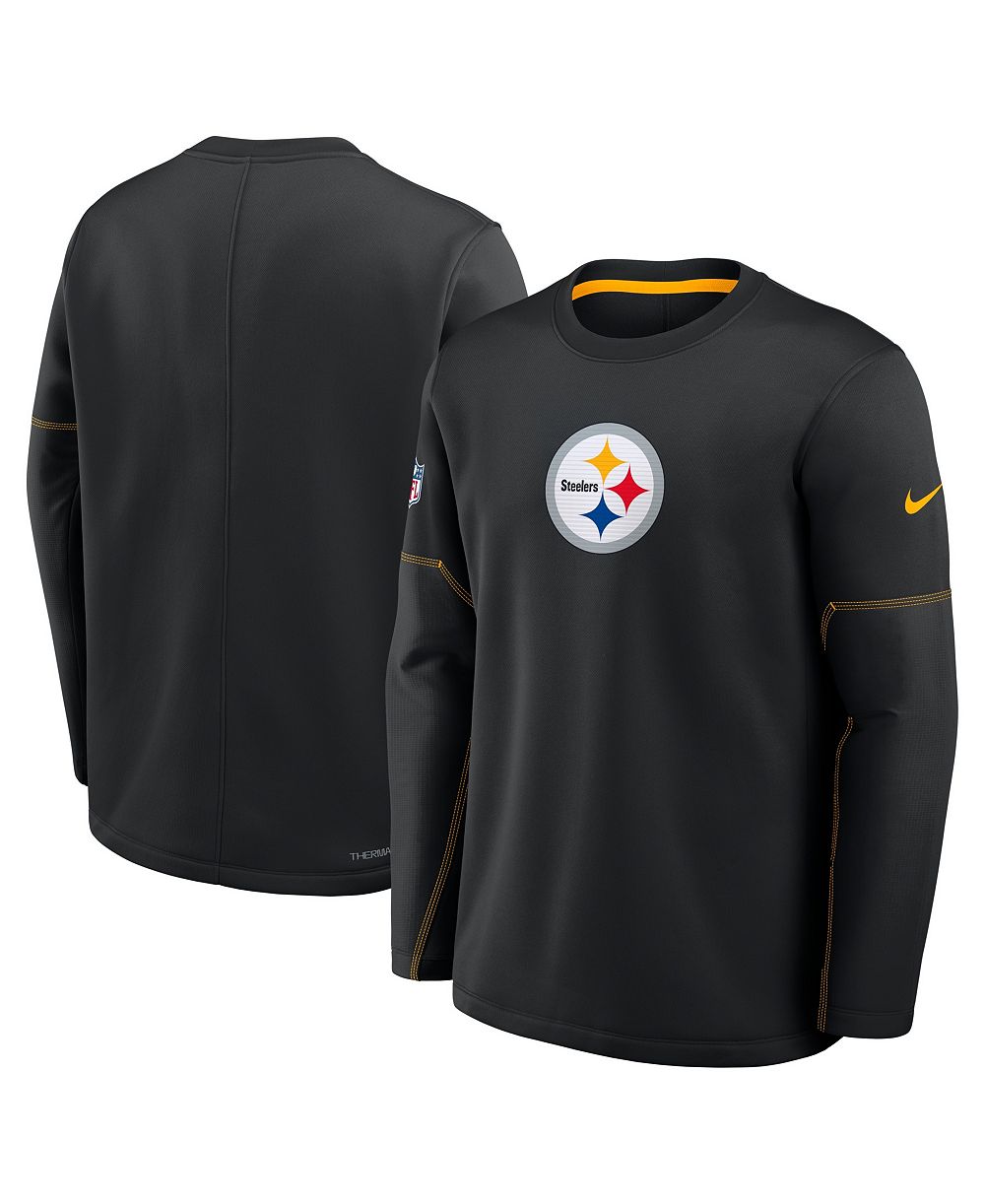 Nike Men's Black Pittsburgh Steelers Sideline Coaches Midweight Therma-FIT Sweatshirt