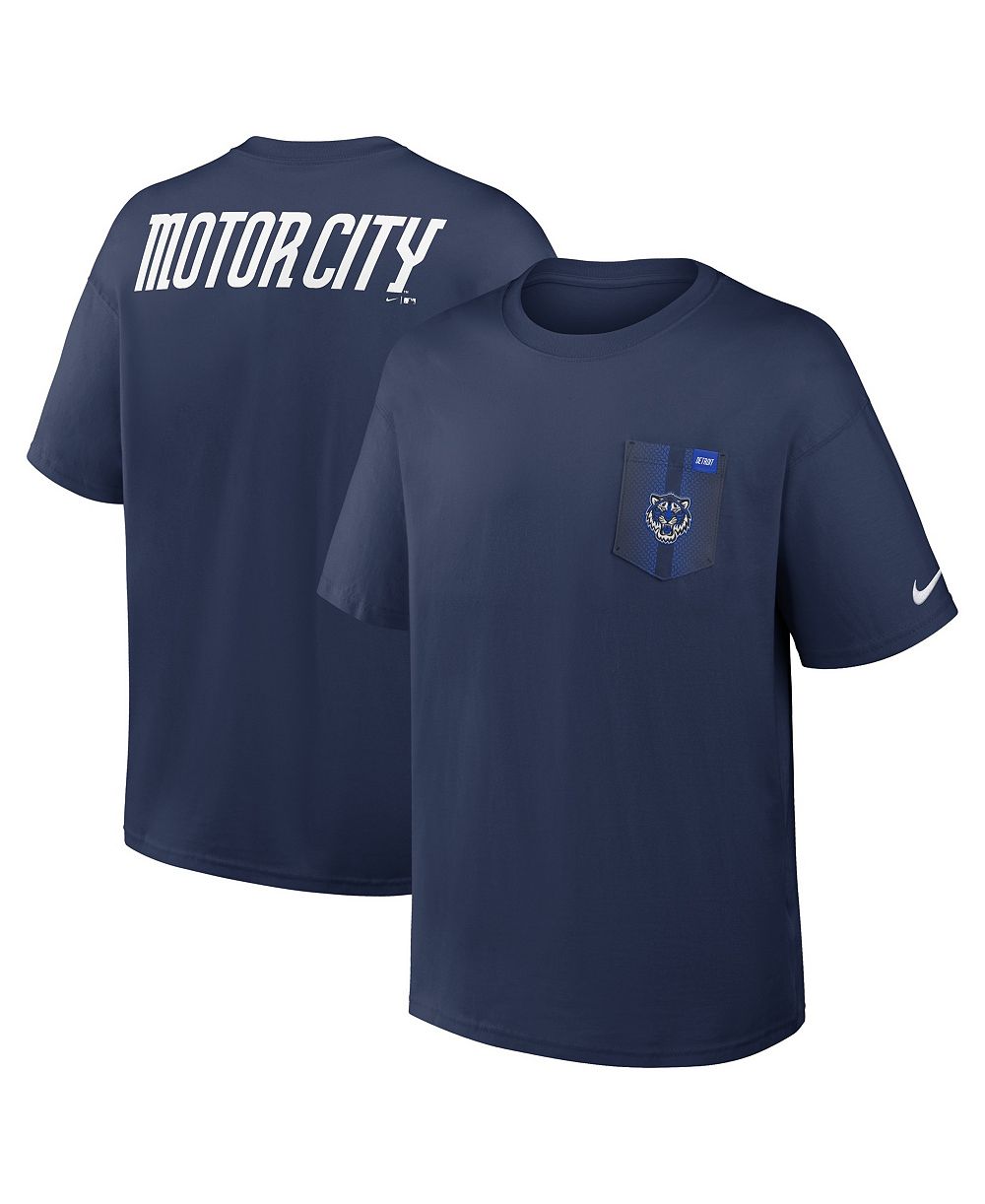 Мужская футболка Nike Detroit Tigers City Connect Max90 с карманом, темно-синяя