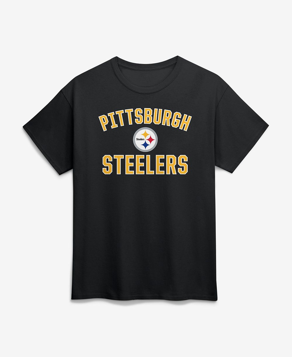 Logo Athletic Мужская черная футболка Pittsburgh Steelers Cotton Victory Arch