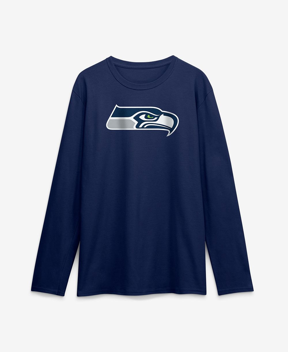 Мужская футболка Logo Athletic College Navy Seattle Seahawks Primary Logo Long Sleeve