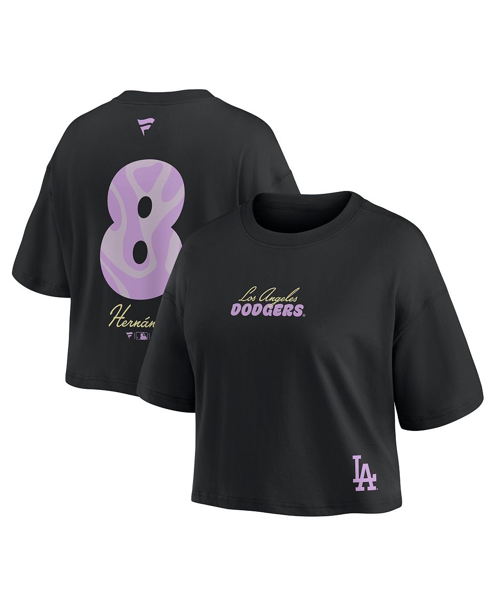 Женский кроп-топ Fanatics Black Los Angeles Dodgers Enrique Hernandez Name & Number