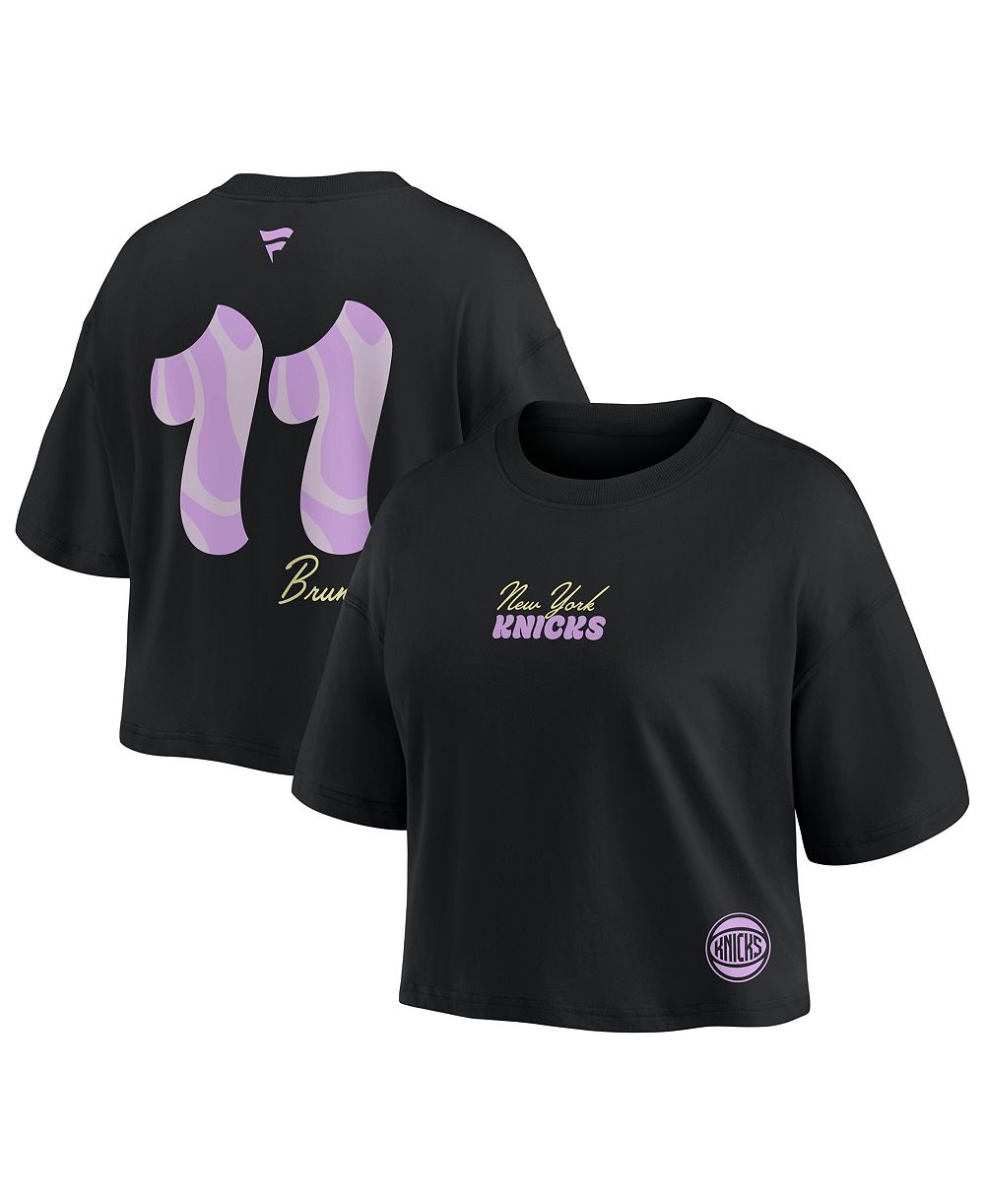Женский кроп-топ Fanatics Black New York Knicks Jalen Brunson Name & Number