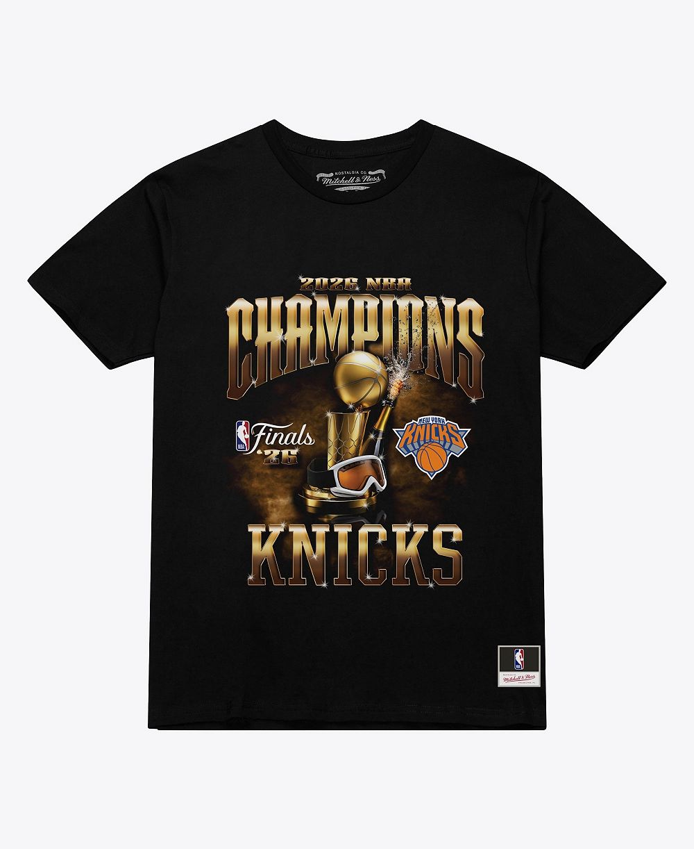 Женская футболка Mitchell & Ness Black New York Knicks 2026 NBA Finals Champions Boxy