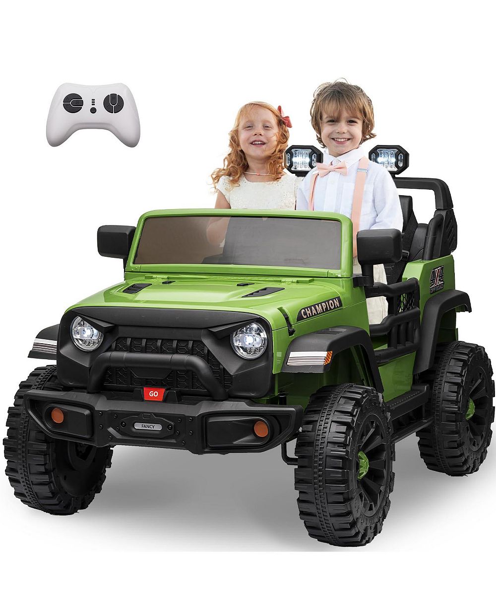 homfan Электрическая игрушечная машина 24V 2-Seater, 20" Extra Wide Seat, 3-Speed, Parental Remote, Wireless Music, LED Lights, Safety Belt, UTV, Gift