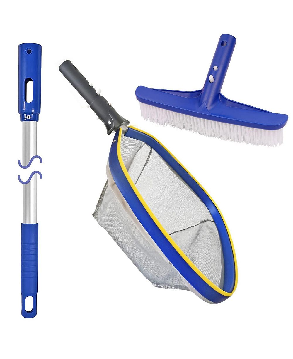 XDOVET Pool Brush Skimmer Net Telescopic Pole Kit