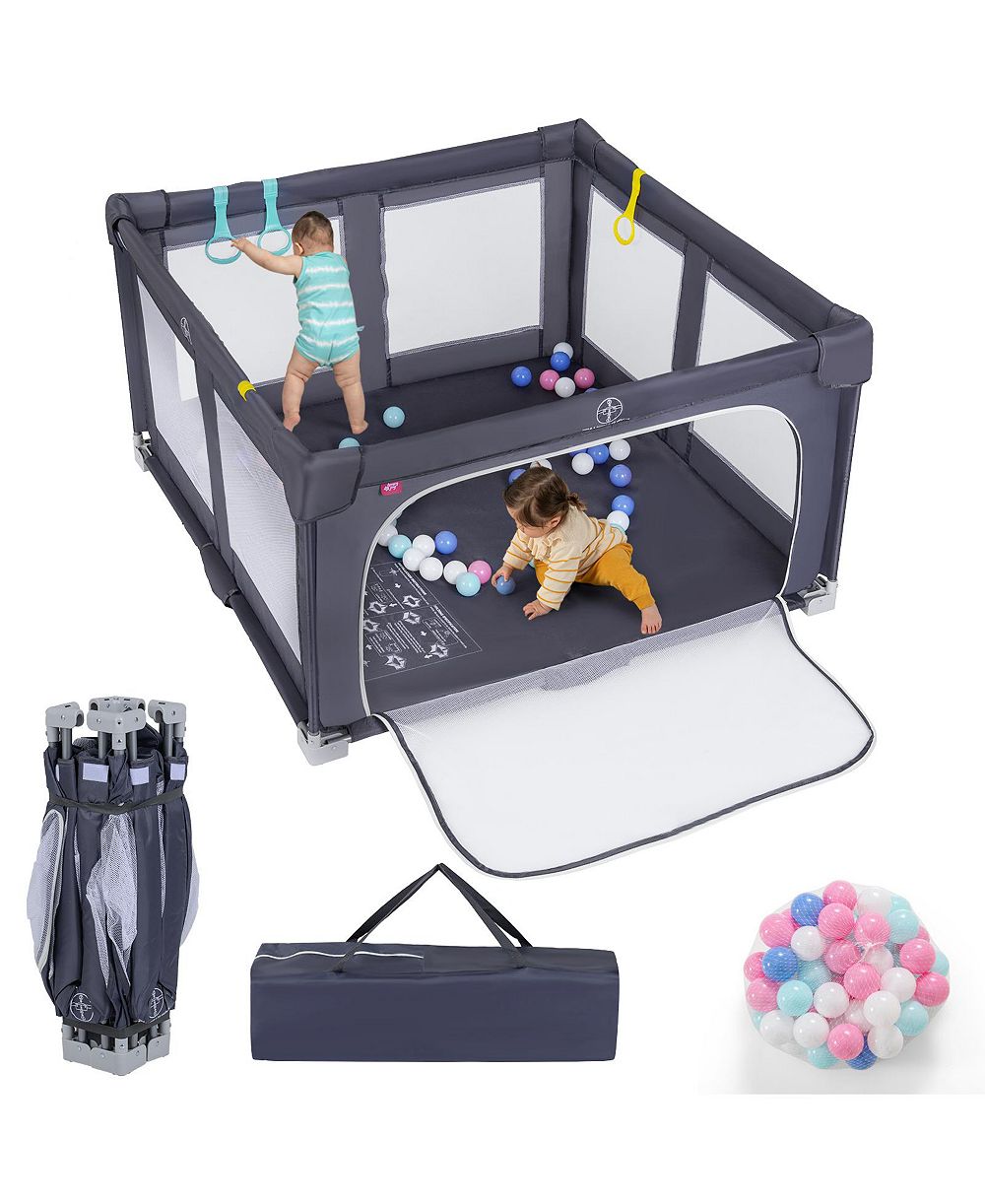 Slickblue Foldable Toddler Playpen with Safety Barrier for Indoor Play