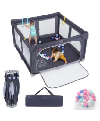 Slickblue Foldable Toddler Playpen with Safety Barrier for Indoor Play