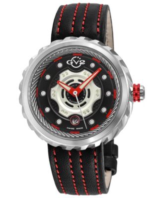 GV2 by Gevril Men's Motorcycle Swiss Automatic stitching Italian Leather Strap Watch