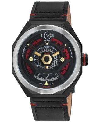 GV2 by Gevril Men's Stella Solare Swiss Quartz Italian Leather Strap Watch
