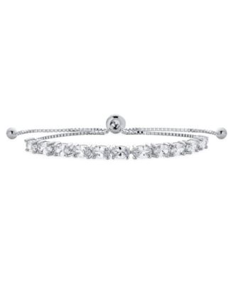 Bling Jewelry браслет-боло теннисный с овальками из CZ кубического циркония, серебро .925, регулируемый