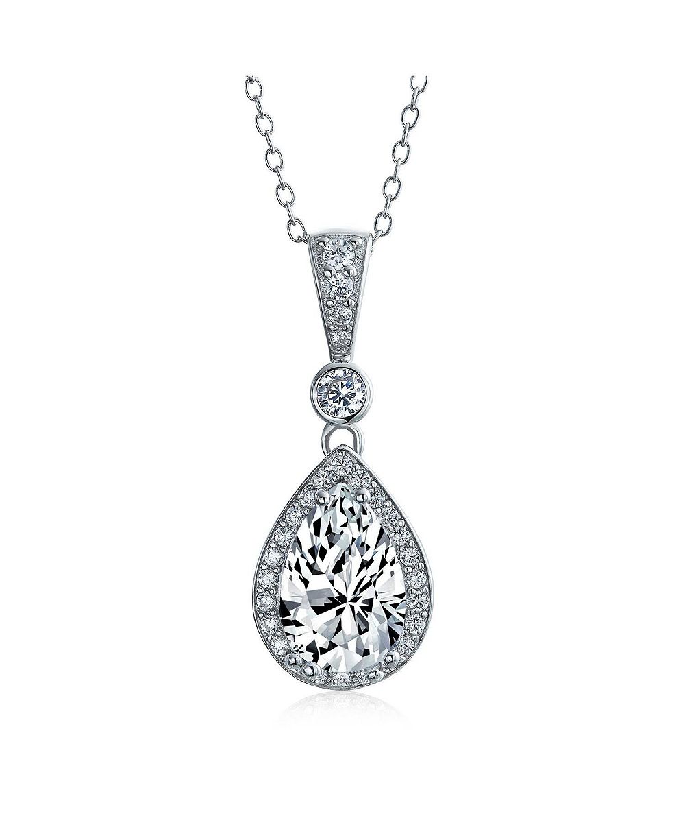 Подвеска Bling Jewelry Traditional CZ Teardrop Solitaire, 925 Sterling Silver