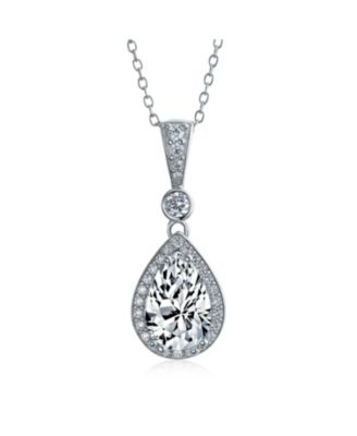 Подвеска Bling Jewelry Traditional CZ Teardrop Solitaire, 925 Sterling Silver