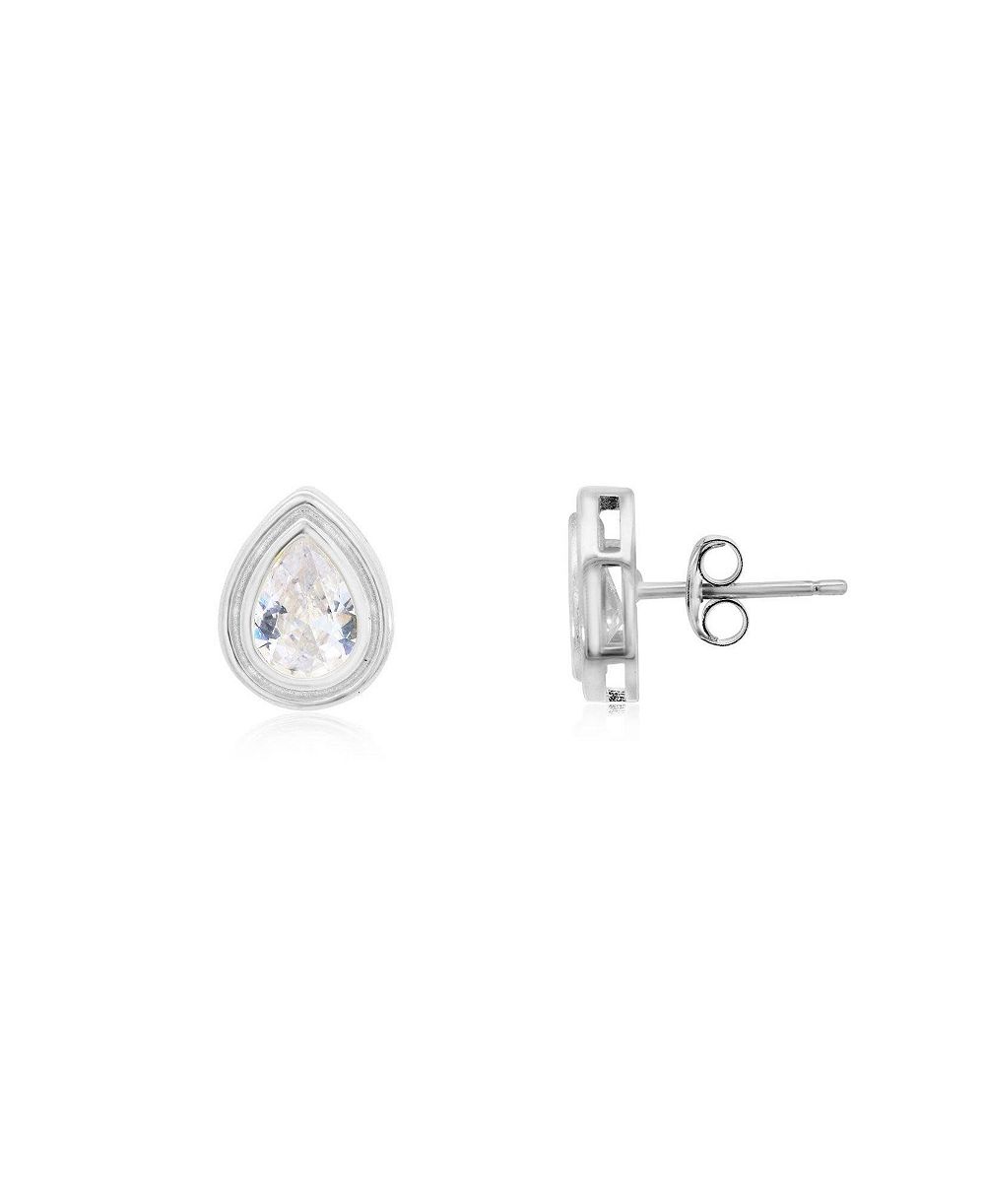 Серьги-гвоздики The Lovery CZ Pear Double Bezel Stud Sterling Silver