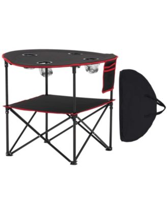 Складной портативный кемпинговый стол VEVOR Oxford Outdoor Picnic RoundTable с 4 держателями для чашек