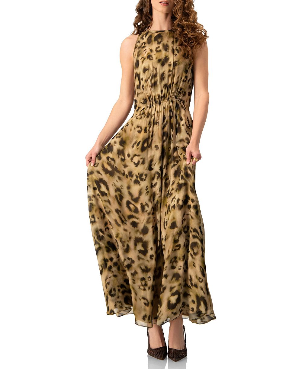 Женское шифоновое макси-платье Ivonne Abstract Animal Print Sleeveless