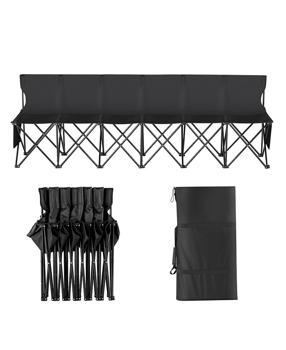 VEVOR Folding Chair Sports 6 Seat Sideline Team Bench with Sidebag and Carry Bag