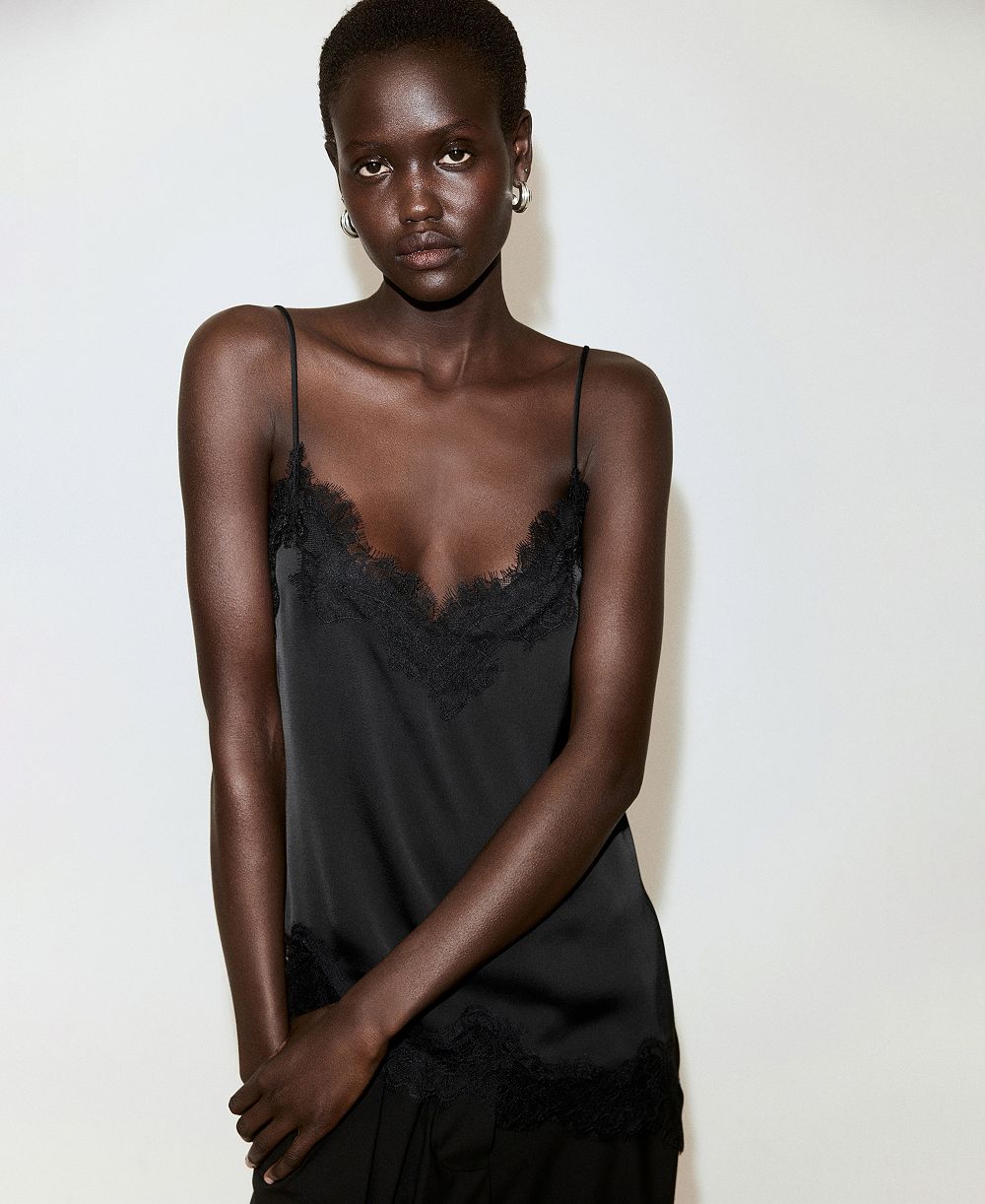 Mango Women's Asymmetrical Lace Lingerie Top
