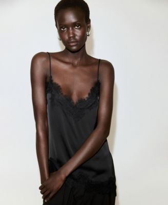 Mango Women's Asymmetrical Lace Lingerie Top