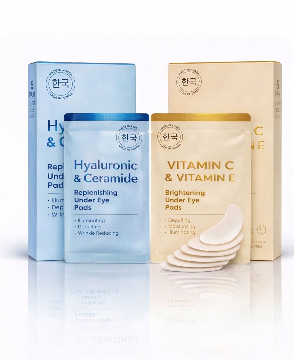 Lovery Under Eye Masks Duo - Korean Skincare Under Eye Pads with Vitamin C, E, Hyaluronic and Ceramide for Hydration and Brightening Treatment