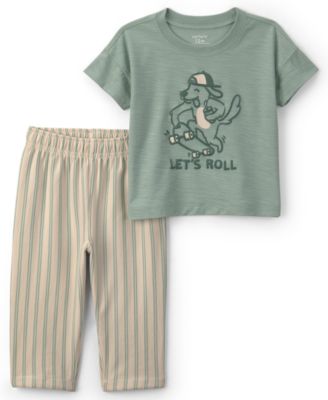 Комплект из 2 предметов Carter's Baby Boys' Skateboard Graphic T-Shirt и полосатые брюки