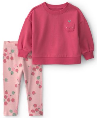 Carter's Baby Girls' Apple French Terry Sweatshirt and Apple Print Pants, 2-Piece Set