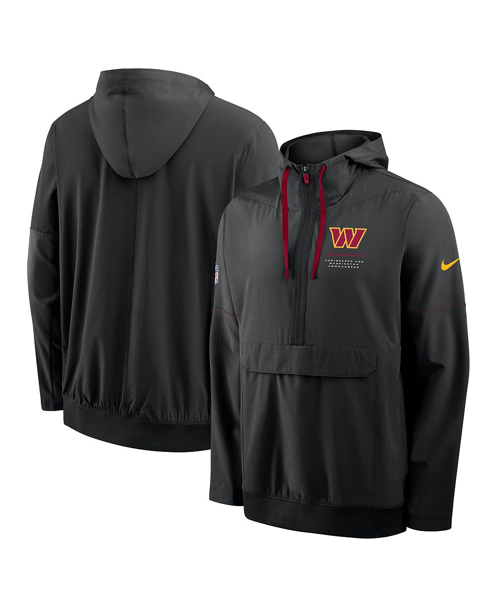 Nike Men's Black Washington Commanders Sideline Anorak Half-Zip Hooded Jacket
