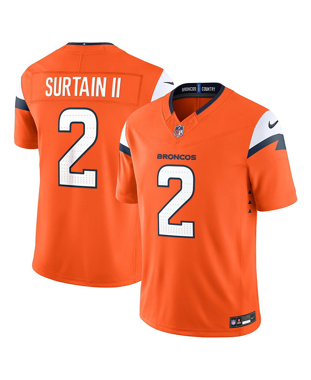 Мужская джерси Nike Patrick Surtain II Denver Broncos Vapor F.U.S.E. Stitched Limited Orange