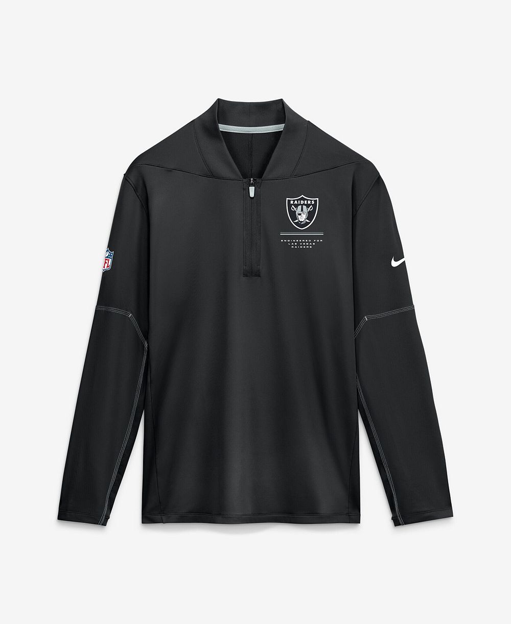 Мужская кофта Nike Black Las Vegas Raiders Sideline Dri-FIT Half-Zip Pullover