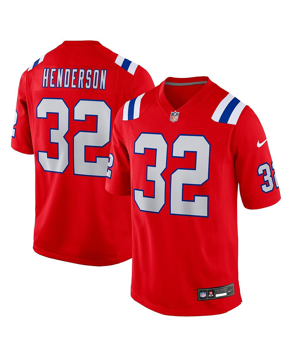 Мужская игровая джерси Nike TreVeyon Henderson Red New England Patriots