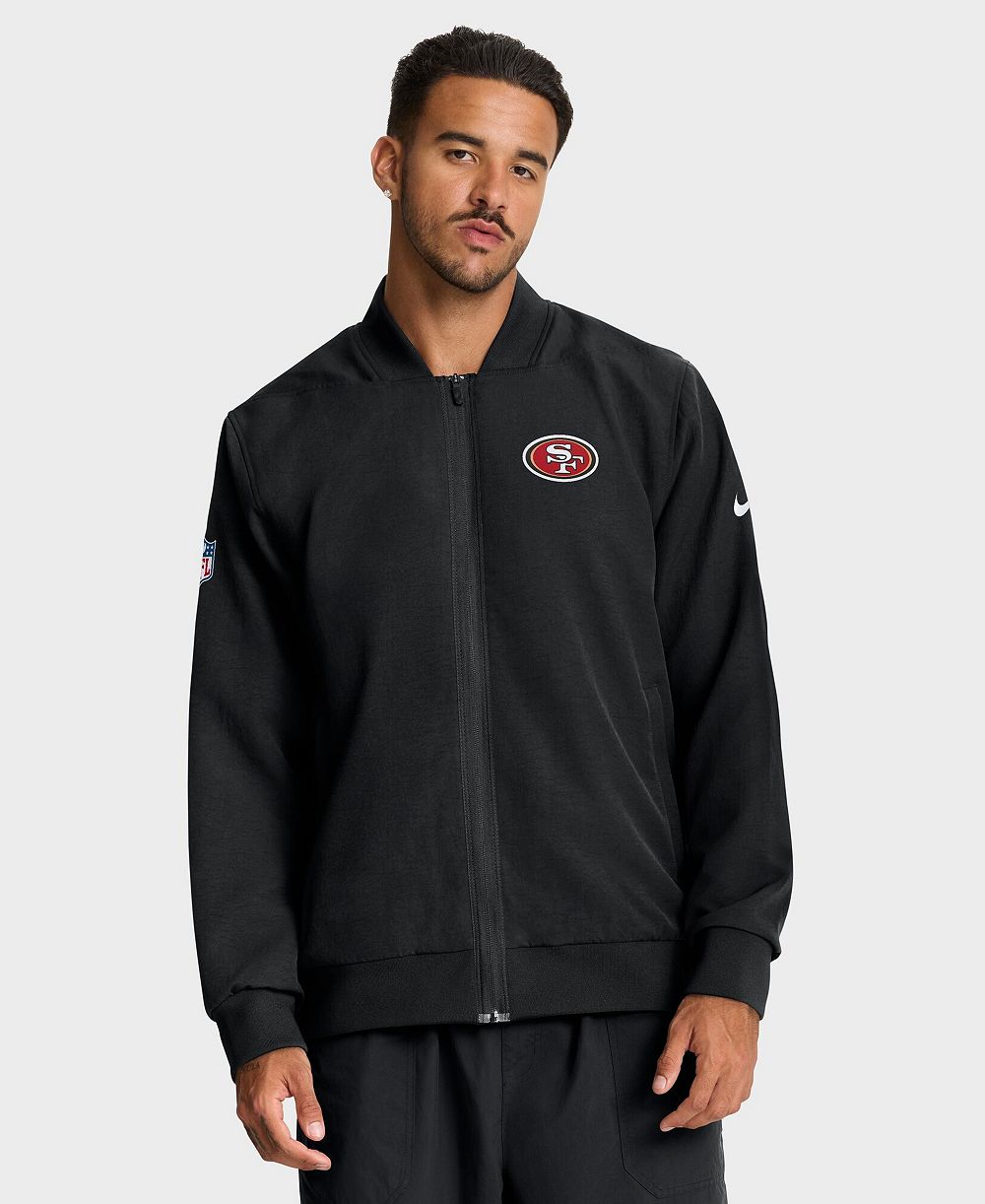 Nike Men's Black San Francisco 49ers Sideline Full-Zip Bomber Jacket