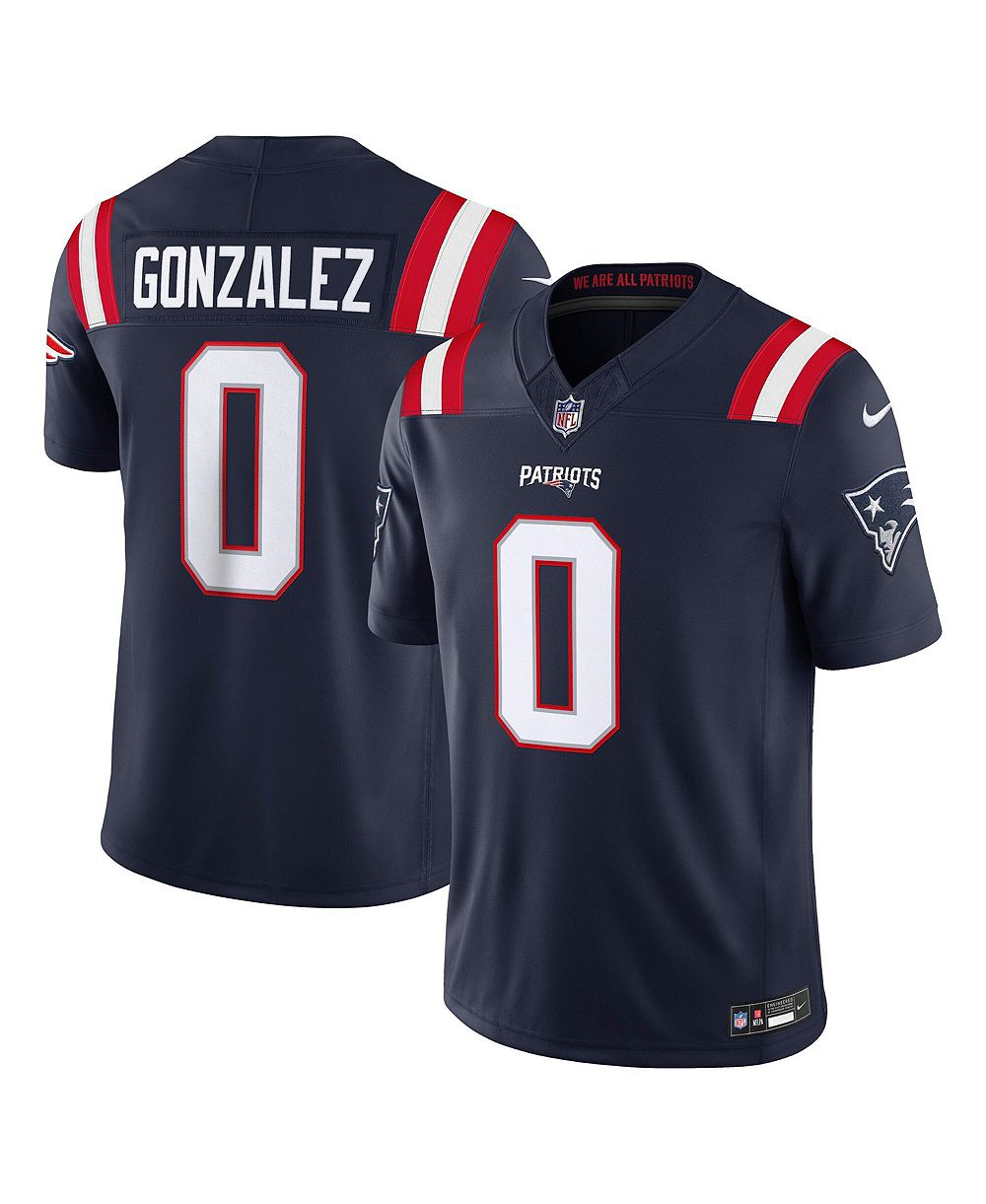 Мужская джерси Nike Christian Gonzalez New England Patriots Vapor F.U.S.E. Stitched Limited Navy