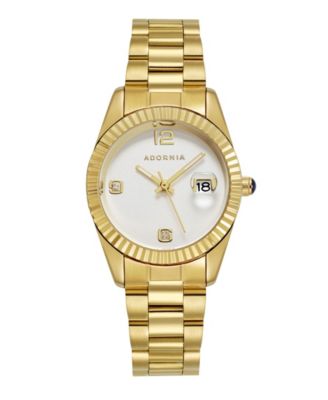 ADORNIA Women's Gold Rome White Face Watch