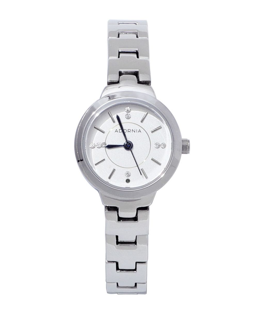 ADORNIA Women's Silver Florence White Face Watch