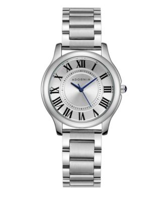 ADORNIA Women's Silver Classic White Face Watch