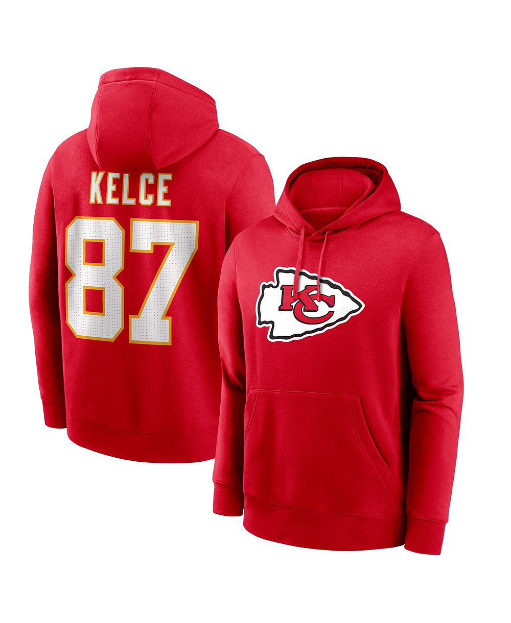 Мужское худи Nike Red Kansas City Chiefs Travis Kelce с именем и номером