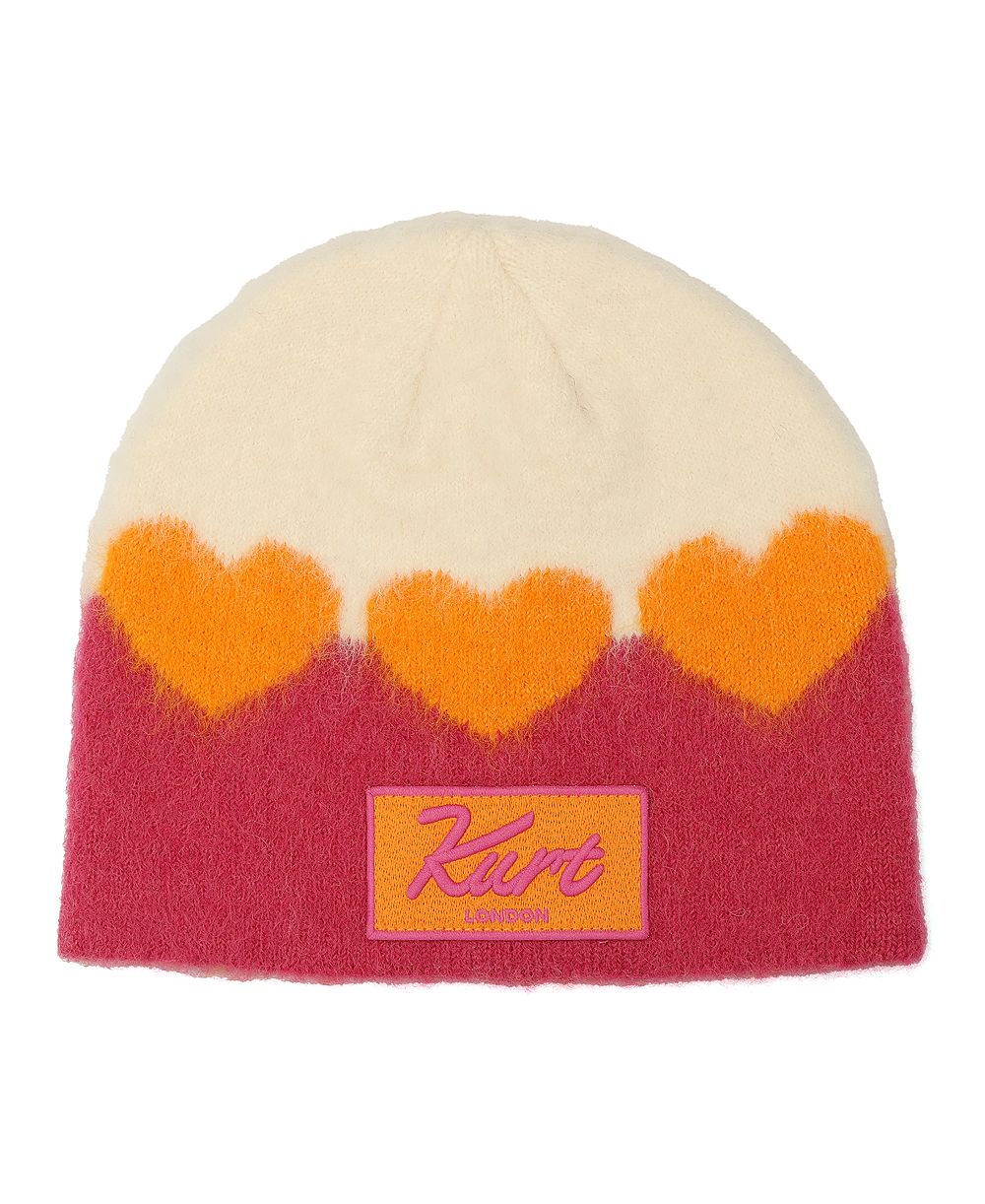 Kurt Geiger Heart Jacquard Knit Beanie Hat