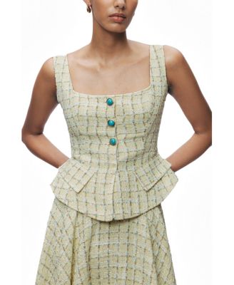 NOCTURNE Women's Button Accessory Tweed Bustier