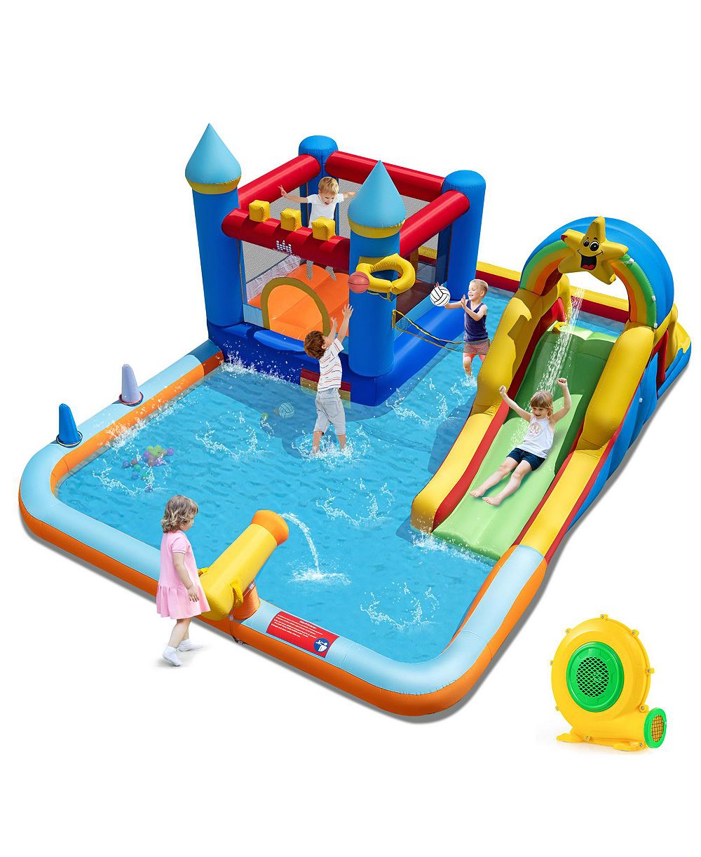 Детский игровой комплекс Gymax Giant Water Slide Bounce House с climbing wall и бассейном