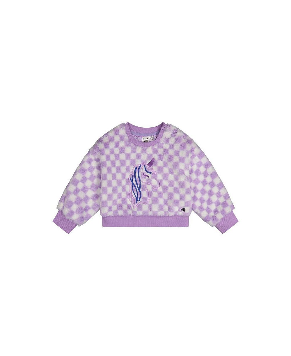 Deux par Deux топ из искусственного меха для девочек, Lilac and Tiles