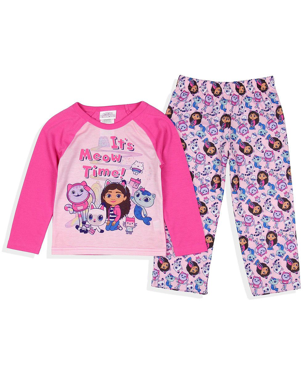 Детский комплект пижамы Gabby's Dollhouse для девочек (2T-5T), 2 части, с длинным рукавом и брюками