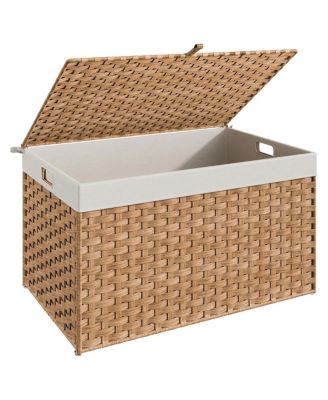 Slickblue Large 42.3 Gallon Storage Basket with Lid and Carry Handles