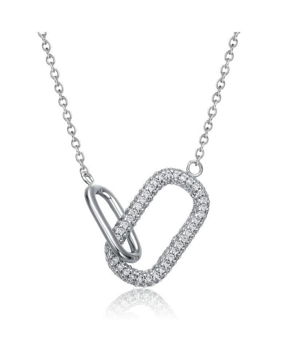 Ожерелье Rachel Glauber Radiant CZ Two-Tone Texture Interlocking Links
