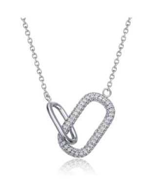 Rachel Glauber Radiant CZ Two-Tone Texture Interlocking Links Necklace