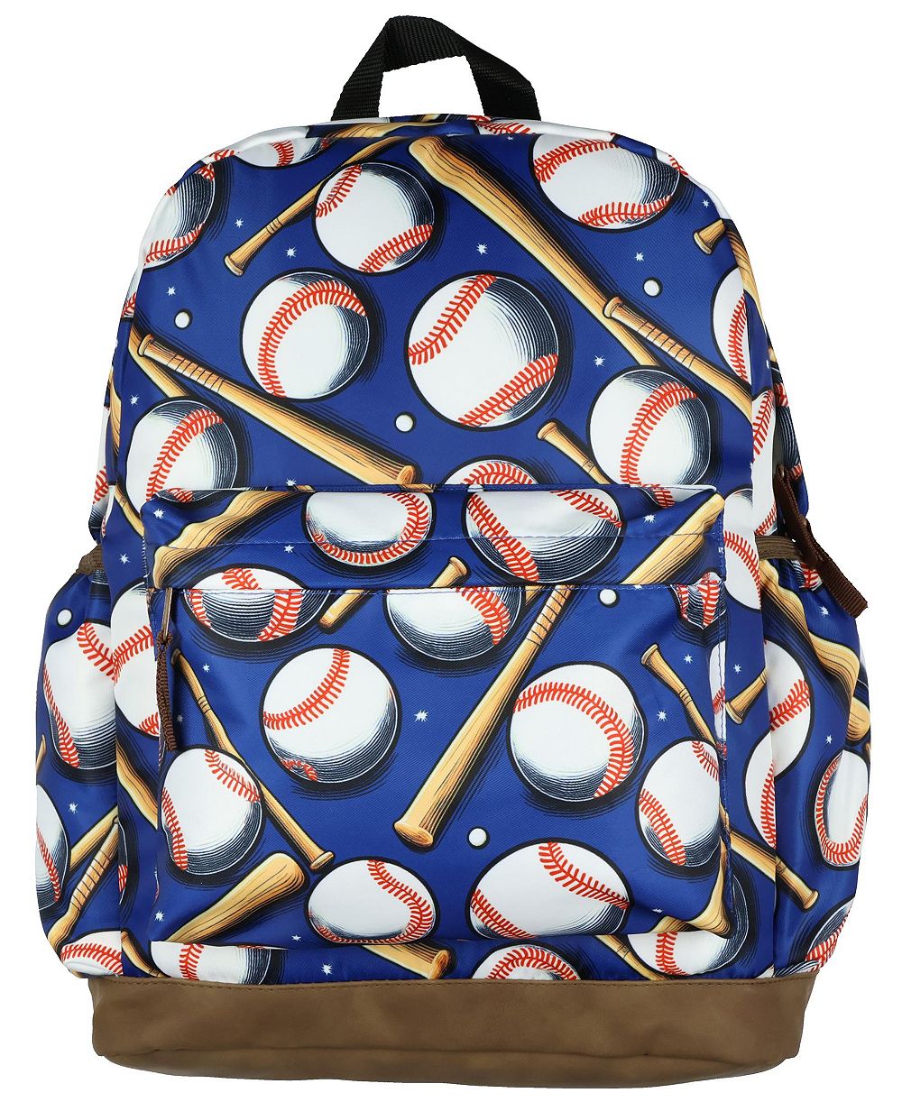Intimo Batter Up 16 Inch Backpack Baseball and Bats All Over Print School Book Bag